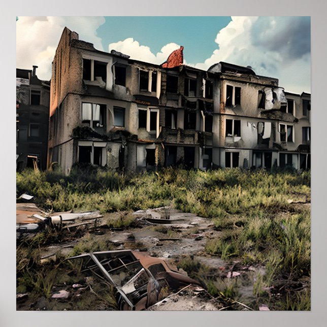 Affiche Destruction post-apocalyptique | Bâtiments abandon (Devant)