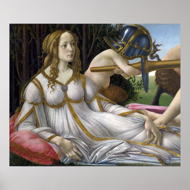 Affiche Détail de Vénus, Vénus et Mars par Botticelli (Devant)