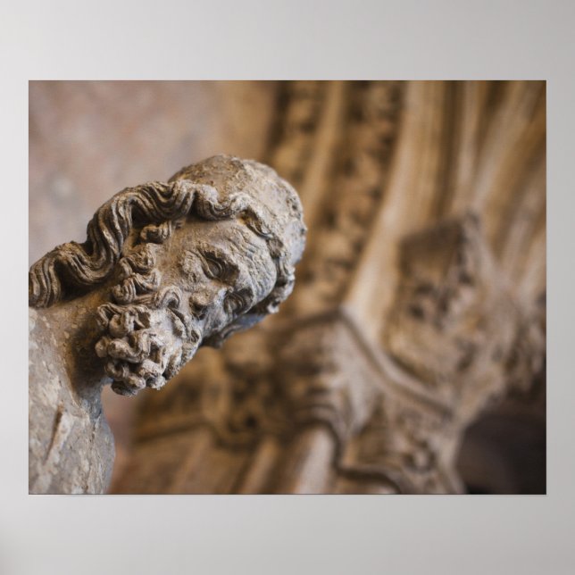 Affiche Détail du cloître statue du Patriarche Zacarias (Devant)