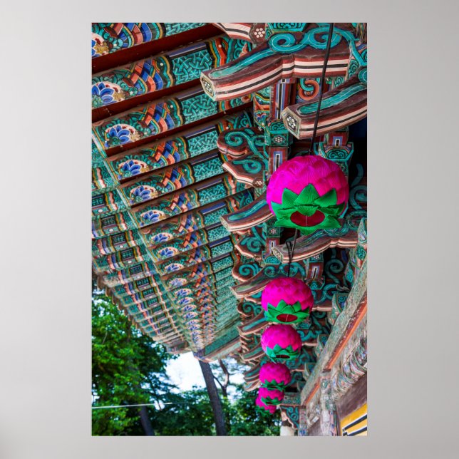 Affiche Détail du toit du temple coréen (Devant)