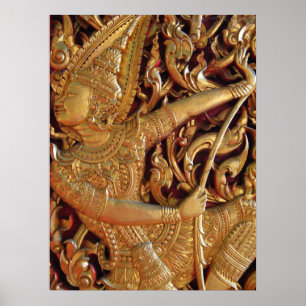 Affiche Détail d'un temple bouddhiste thaïlandais
