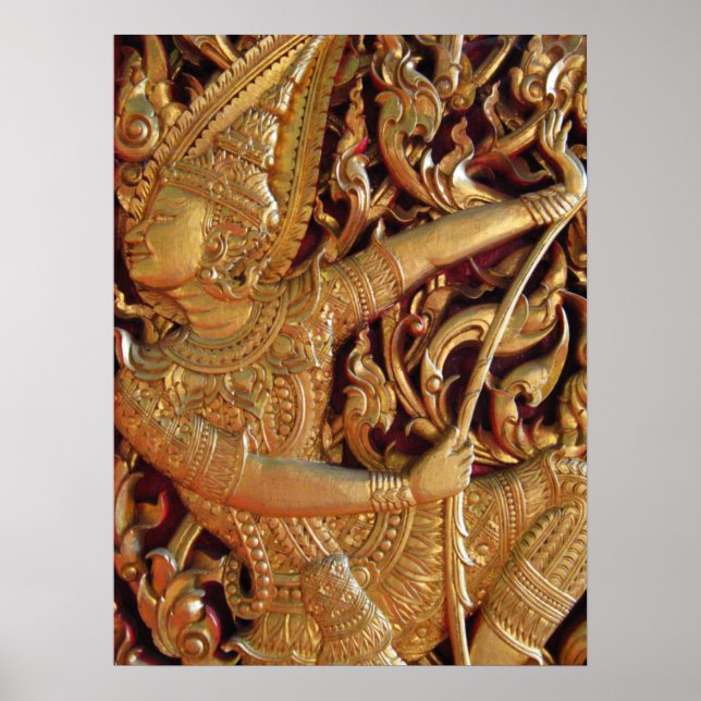 Affiche Détail d'un temple bouddhiste thaïlandais (Devant)