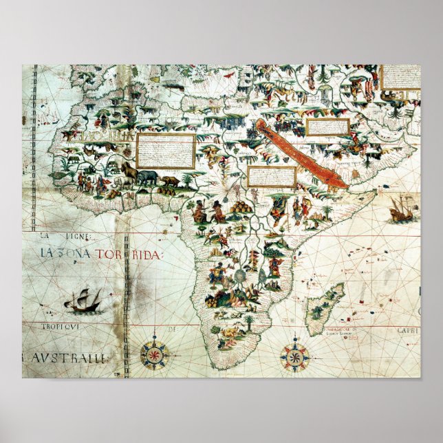 Affiche Détail d'une carte du monde montrant l'Afrique (Devant)