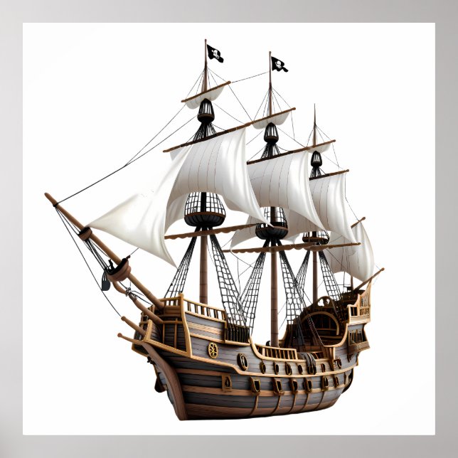 Affiche Detailed 3D Rendering of a Pirate Ship (Devant)