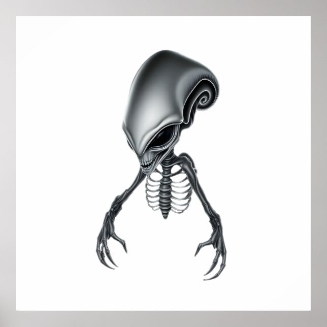 Affiche Detailed Alien with Visible Skeletal Structure (Devant)
