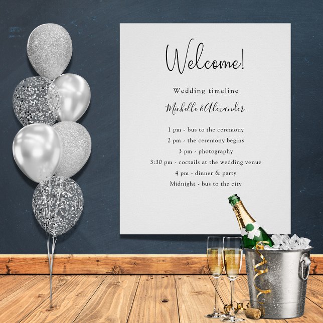 Affiche Détails du programme de mariage noir blanc (Créateur téléchargé)