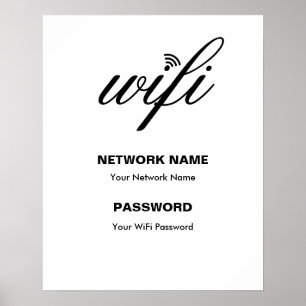 Affiche Détails Wi-Fi personnalisés et mot de passe blanc