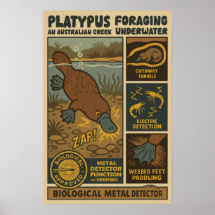 Affiche Détecteur de métal biologique d'ornithorynque Art