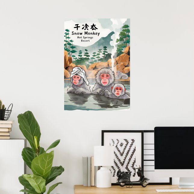 Affiche Détendez-vous comme un singe des neiges - Hot Spri (Bureau à domicile)