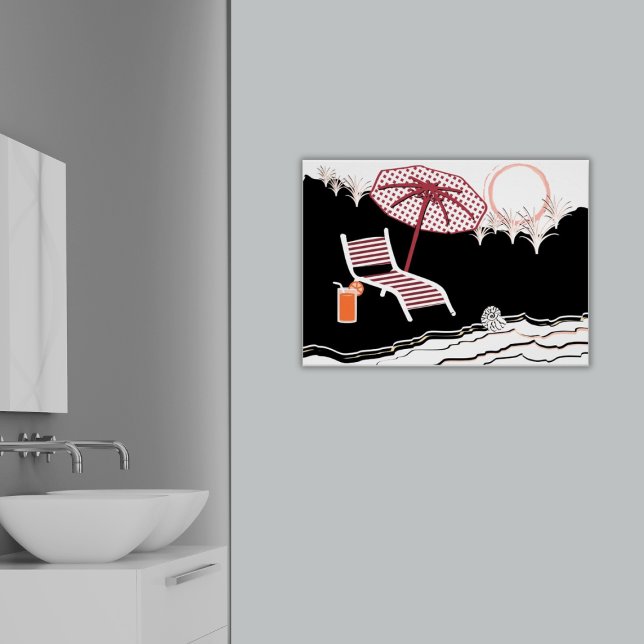 Affiche Détendez-Vous Sur Une Chaise De Plage Et Un Cockta (Relax In A Beach Chair & Cocktail At Sunset Poster, Bathroom)