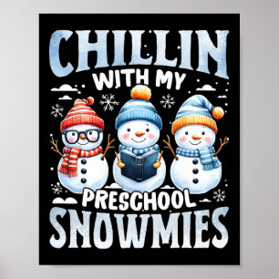 Affiche Détente avec les cadeaux de Noël de mes Snowmies d