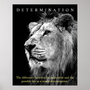 Affiche Détermination du lion motivationnel à la mode