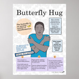 Affiche d'étreinte de papillon de santé mentale