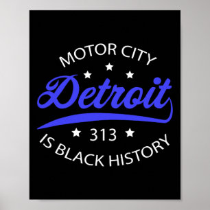 Affiche Detroit 313 Motor City Mois de l'histoire des Noir
