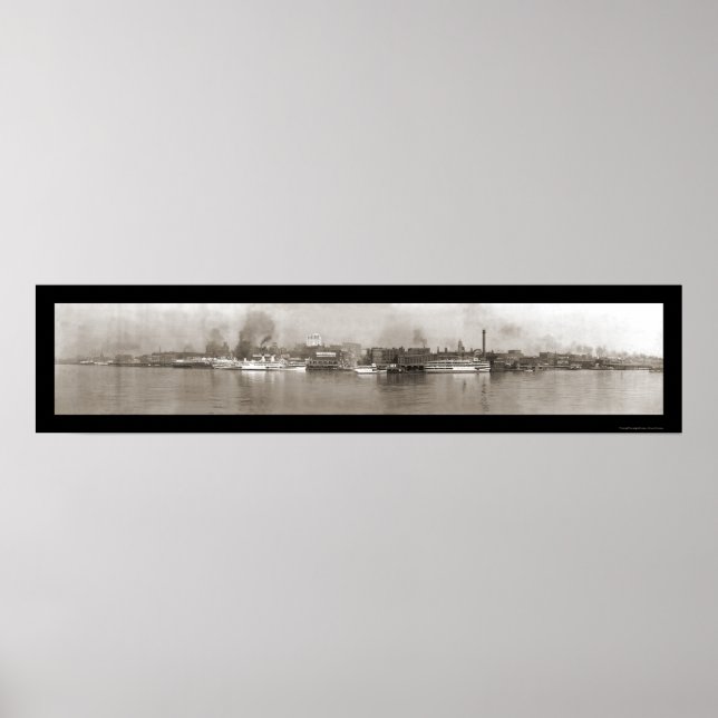 Affiche Detroit, MI Riverfront Photo 1908 (Devant)