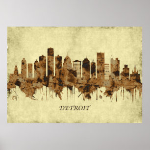 Affiche Detroit Michigan Cityscape