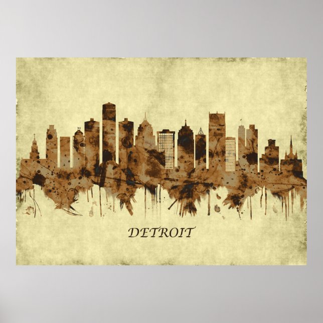 Affiche Detroit Michigan Cityscape (Devant)