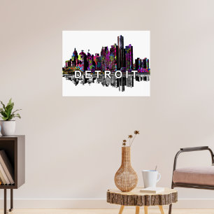 Affiche Detroit, Michigan en graffiti