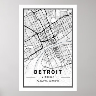 Affiche Detroit Michigan USA City Travel City Carte