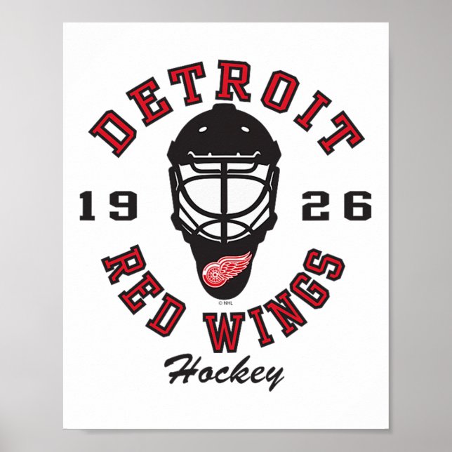 Affiche Detroit Red Wings Hockey Mask Gray Officially Lice (Devant)