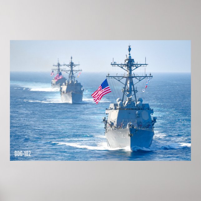 AFFICHE DÉTROYEUR DE MISSILES GUIDÉS - DDG-102 (Devant)