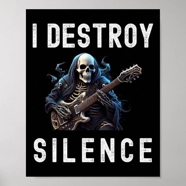 Affiche Détruire Silence Ghost Guitar Funny Guitare (Devant)