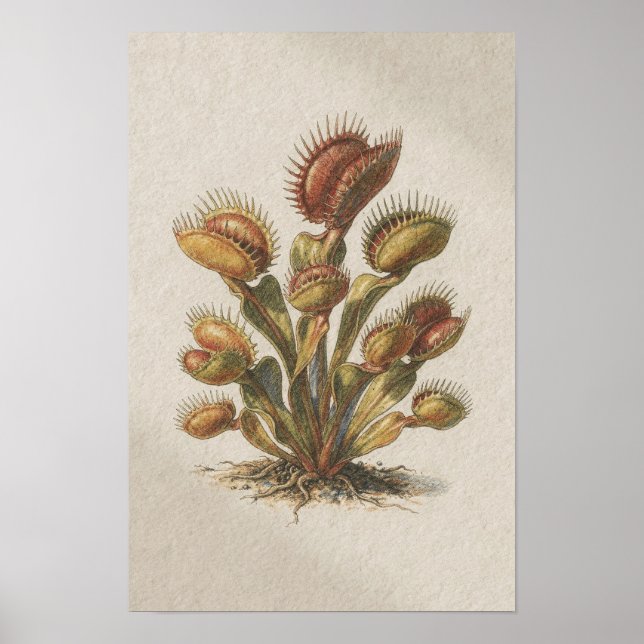 Affiche d'étude botanique du piège de Vénus (Devant)