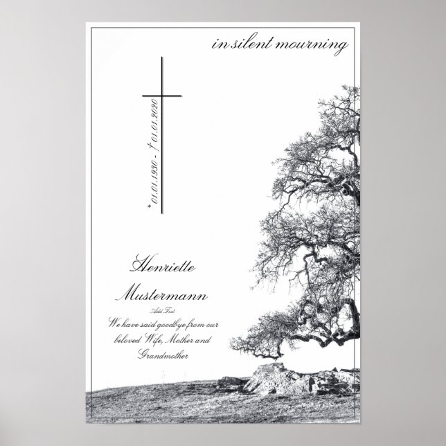 Affiche Deuil silencieux - arbre sur prairie (Devant)