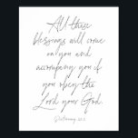 Affiche Deutéronome 28:2<br><div class="desc">Toutes ces bénédictions viendront sur vous et vous accompagneront si vous obéissez au Seigneur,  votre Dieu. -Deutéronome 28:2</div>