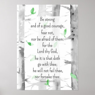 Affiche Deutéronome 31:6 Écriture Bible Verse Arbres