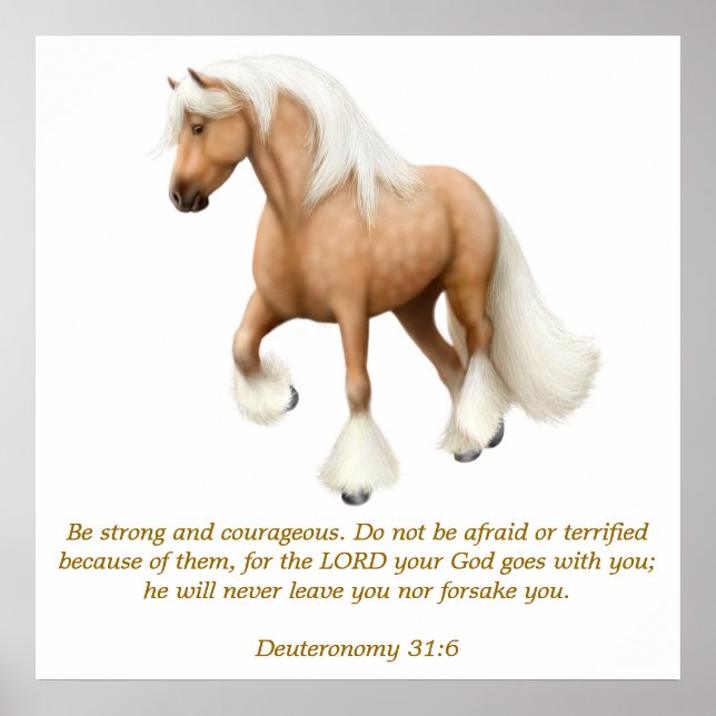 Affiche Deutéronome 31:6 Proud Horse Bible Verse Imprimer (Devant)