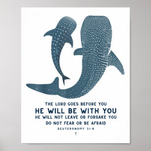 Affiche Deutéronome 31_8 Requin Baleine Foi Chrétienne Pun