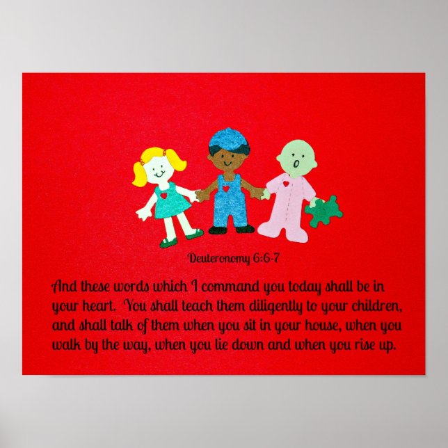 Affiche Deutéronome 6:6-7 Et ces mots que je commande (Devant)