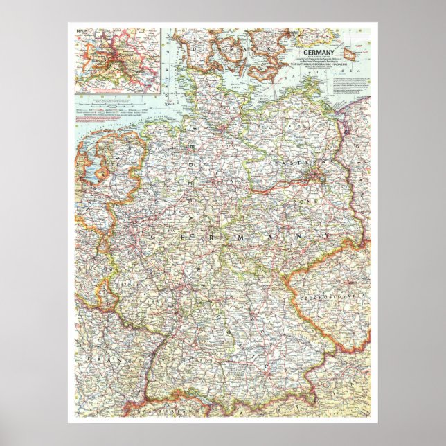 Affiche " Deutschland : 1959/heute - Detaillierte Landkart (Devant)