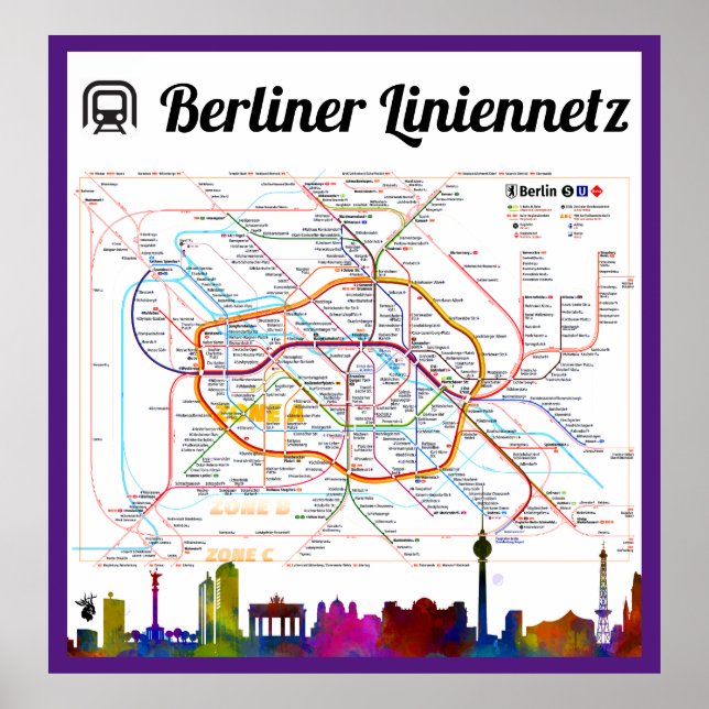 Affiche " Deutschland : 2021- Liniennetz Berlin (U/S/TRAM) (Devant)