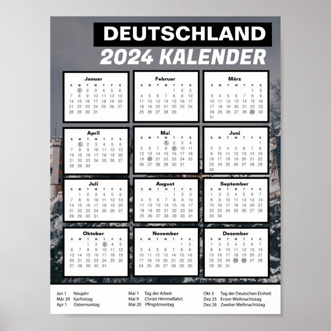 Affiche Deutschland Kalender Herunterladen 2024 Pdf Allema (Devant)