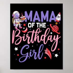 Affiche Deux à la lune maman de l'astronaute fille d'anniv