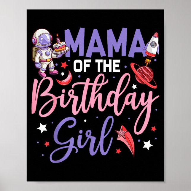 Affiche Deux à la lune maman de l'astronaute fille d'anniv (Devant)
