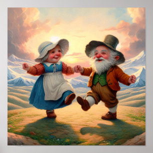Affiche Deux adorables Munchkins adultes dansant au couche