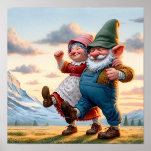 Affiche Deux adorables Munchkins adultes dansant au couche