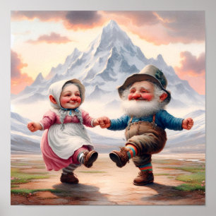 Affiche Deux adorables Munchkins adultes dansant au couche