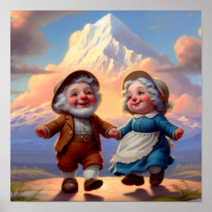 Affiche Deux adorables Munchkins adultes dansant au couche