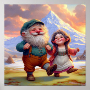 Affiche Deux adorables Munchkins adultes dansant au couche