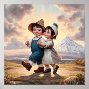 Affiche Deux adorables Munchkins Vintages dansant