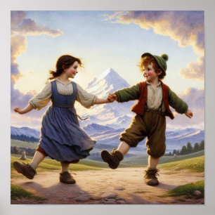Affiche Deux adorables Munchkins Vintages dansant