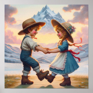 Affiche Deux adorables Munchkins Vintages dansant