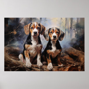 Affiche Deux Beagles