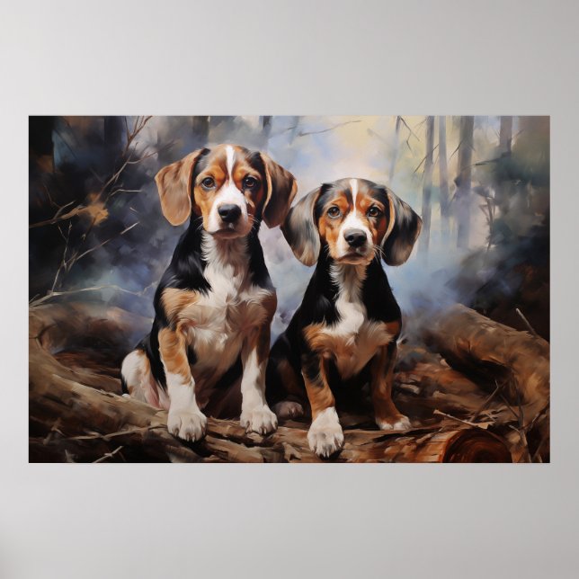 Affiche Deux Beagles (Devant)