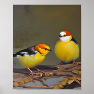 Affiche Deux bébés oiseaux assis sur une branche