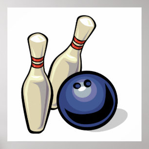 Affiche deux broches de bowling et conception de boules de
